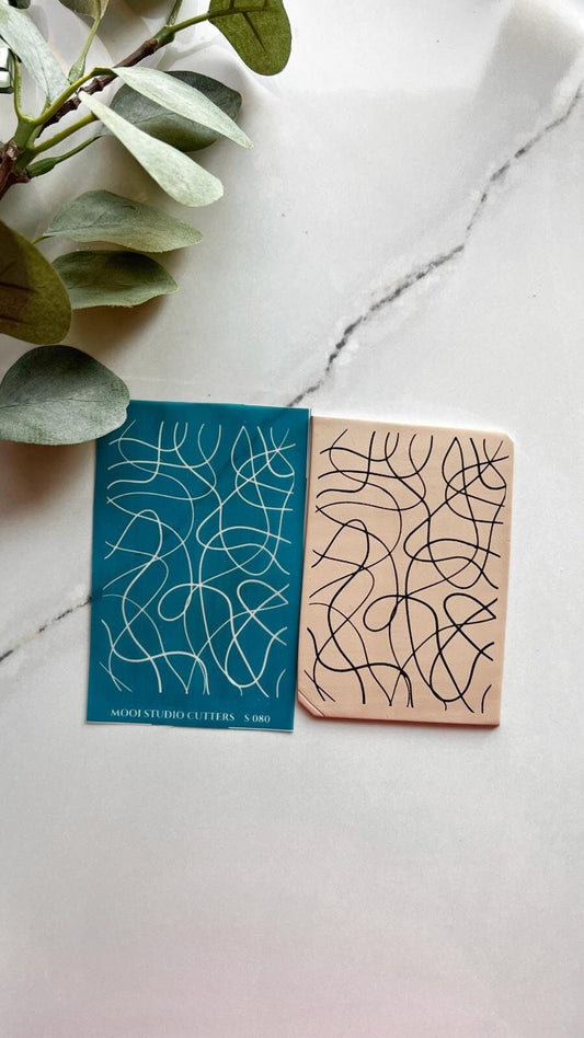 Line Doodle Silkscreen for Polymer Clay | Clay Texture | Floral Pattern | Botanical Design | Clay Tools | Imprint Clay Tool