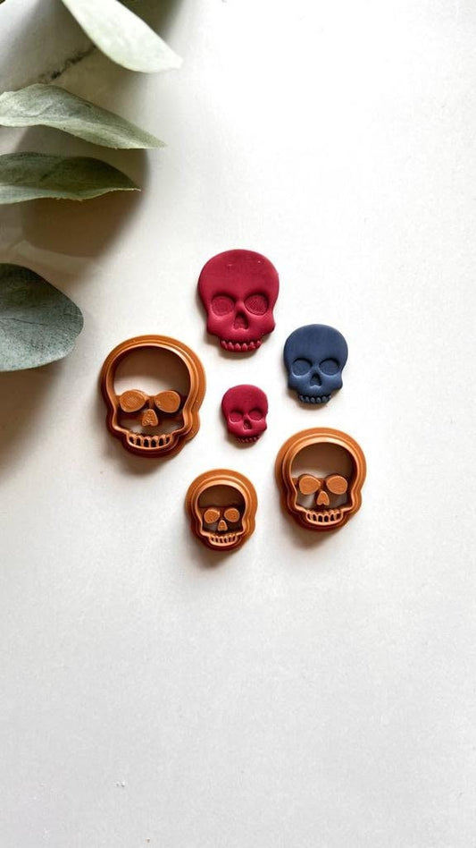 Embossing Skull Polymer Clay Cutter | Clay Cutter Set | Fall Cutters | Earring Making Tool | Scary Cutter | Flower Cutter | Boho Clay Cutter