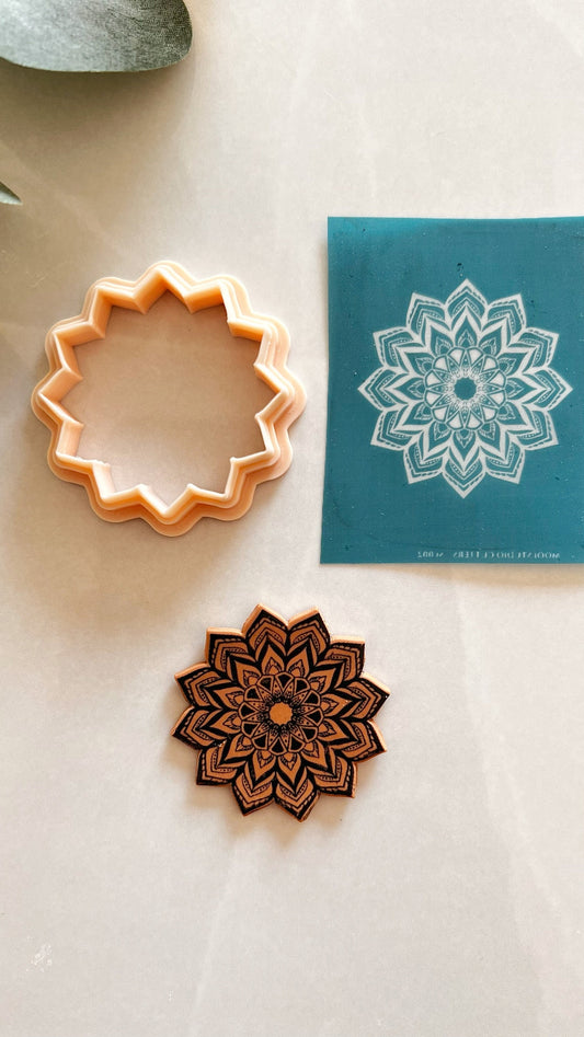Bold Mandala Polymer Clay Cutter and Silkscreen Set | Botanic Pattern | Floral Design | Clay Tools | Clay Texture Tool | Boho Print
