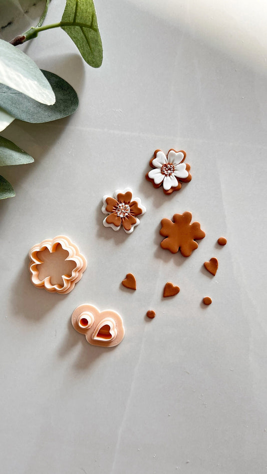 Flower Set Polymer Clay Cutter| Cutter Set | Embossing Cutter | Detailed Clay Cutter | Floral Clay Cutter | Earring Making Tool |Clay Tool