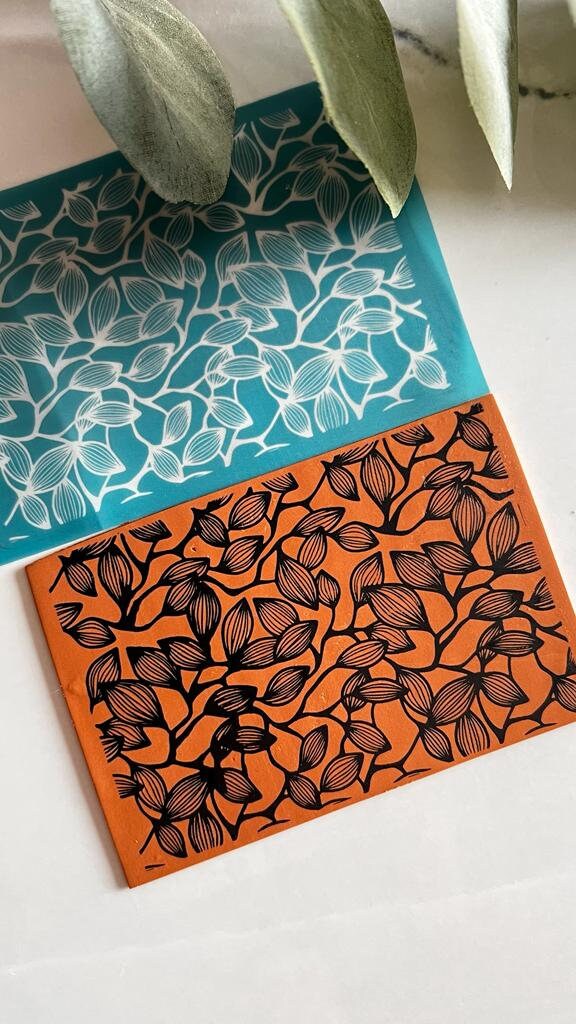 Abstract Leaves Polymer Clay Silkscreen | Botanic Pattern | Floral Design | Clay Tools | Clay Supplies | Clay Texture Tool | Boho Print