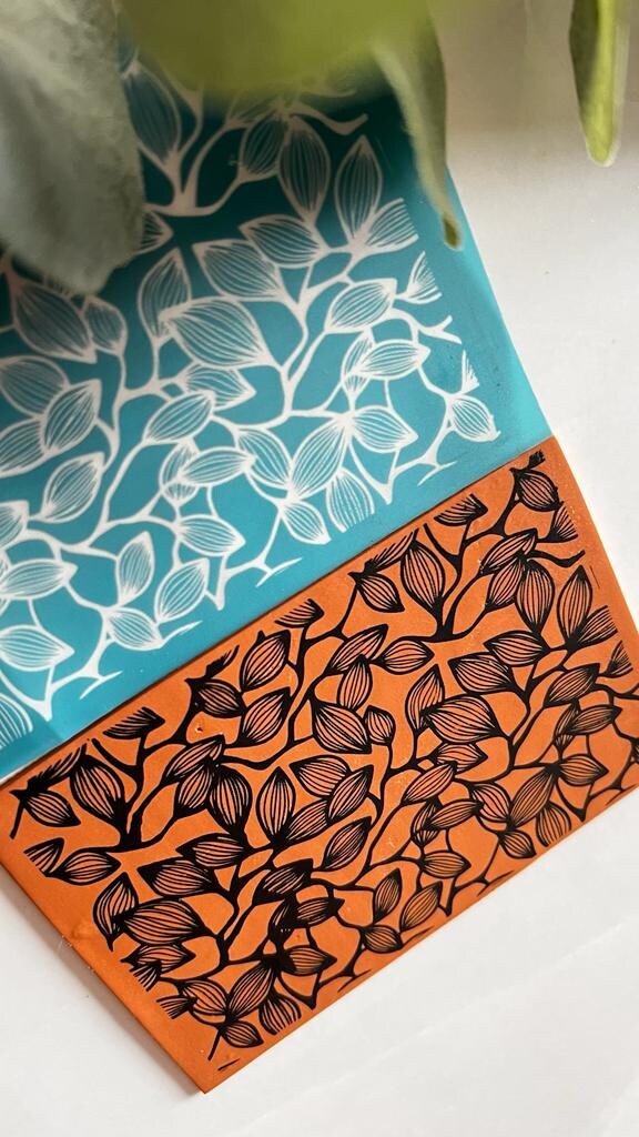 Abstract Leaves Polymer Clay Silkscreen | Botanic Pattern | Floral Design | Clay Tools | Clay Supplies | Clay Texture Tool | Boho Print