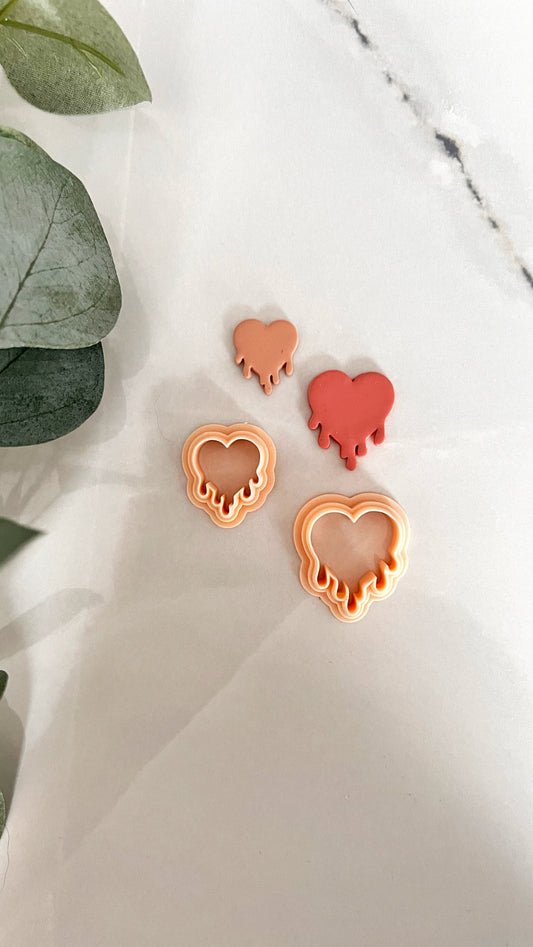 Melting Heart Polymer Clay Cutter | Valentines Day Cutter | Stud Clay Cutter | Earring Making Cutter | Love Cutter | Embossing Clay Cutter