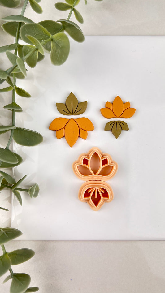 Lotus and Leaf Set Spring Polymer Clay Cutter | Polymer Clay Tools | Clay Cutters For Polymer Clay | Polymer Clay Cutter Set | Boho Cutter