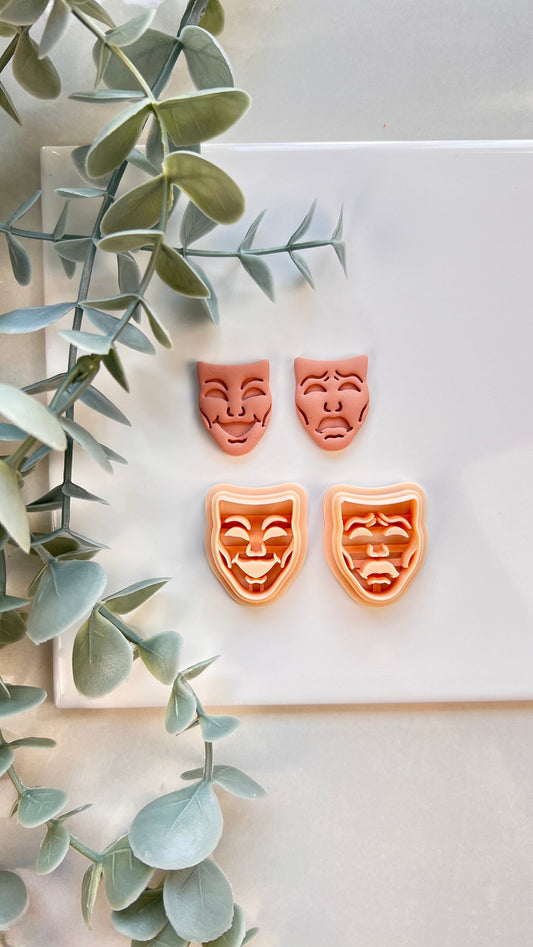 Theatrical Masks Polymer Clay Cutter | Polymer Clay Tools | Clay Earring Cutter | Polymer Clay Cutter Set | Clay Cutters | Boho Clay Cutter