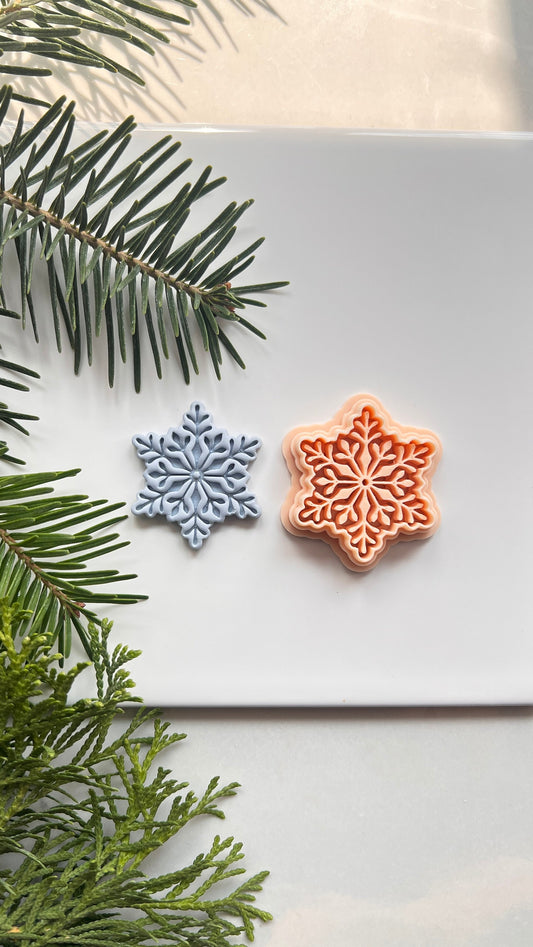 Embossed Snowflake Polymer Clay Cutter | Winter Christmas Collection