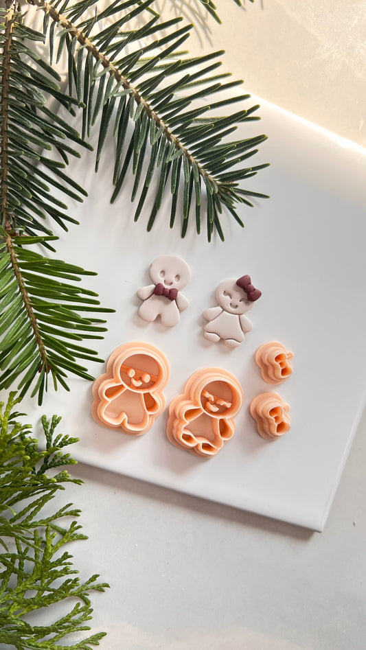 Gingerbread Girl And Boy Polymer Clay Cutter | Winter Christmas Collection
