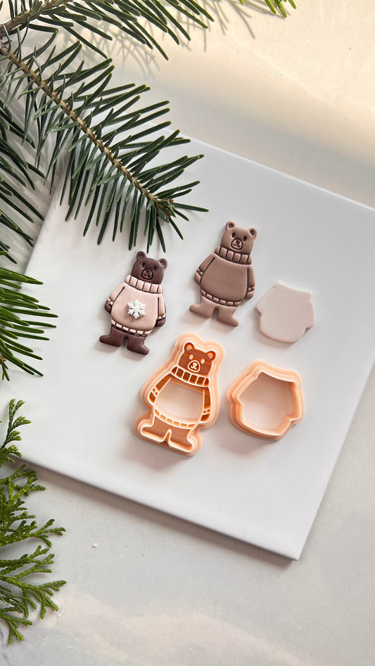 Winter Bear Set Polymer Clay Cutter | Winter Christmas Collection
