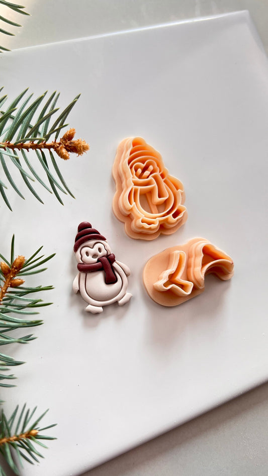 Detailed Penguin Set Polymer Clay Cutter | Winter Christmas Collection